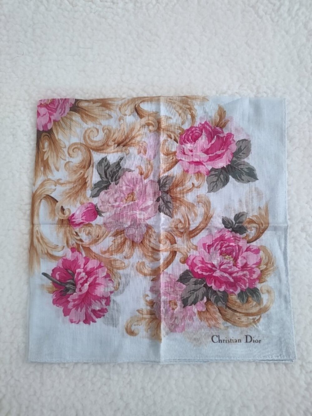 NEW Dior rose floral small scarf neckerchief NWOT